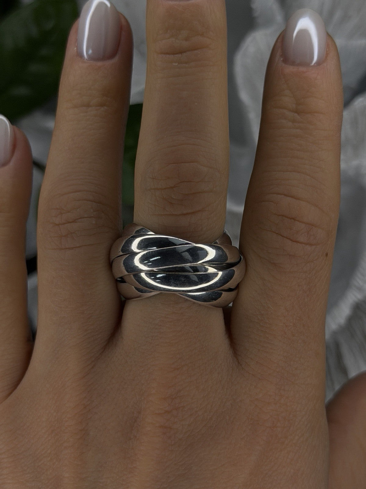925 Sterling Silver 7 in 1  Interlocking Rolling Ring Size 11