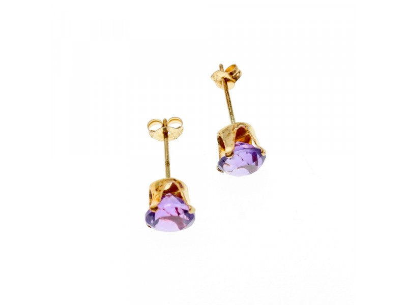 14K Yellow Gold Amethyst Earrings