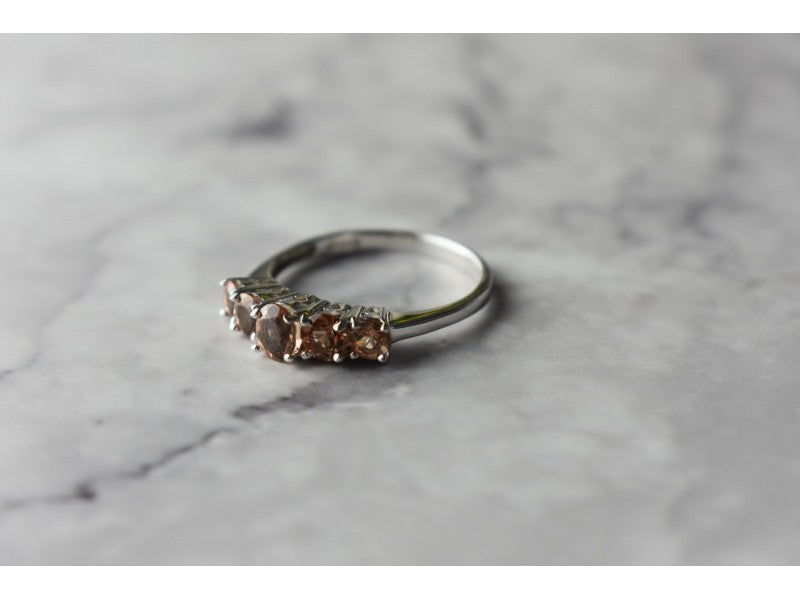 925 Sterling Silver Hessonite Ring Size 8