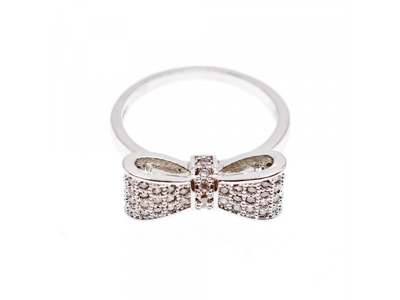 925 Sterling Silver CZ "Bow" Ring Size 8.5