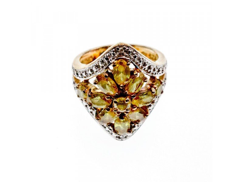 925 Sterling Silver Gold Plated Citrine Ring Size 5.5