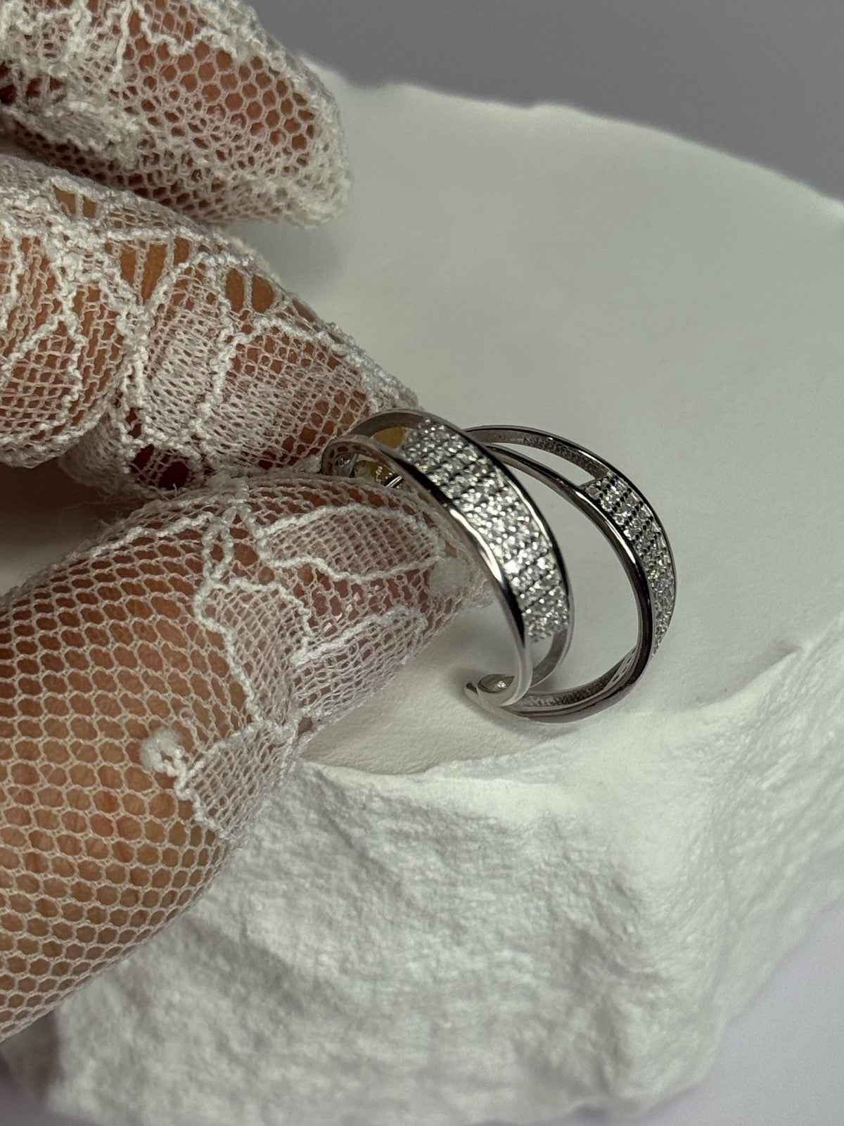 925 Sterling Silver Elegant CZ Earrings Length 0.76