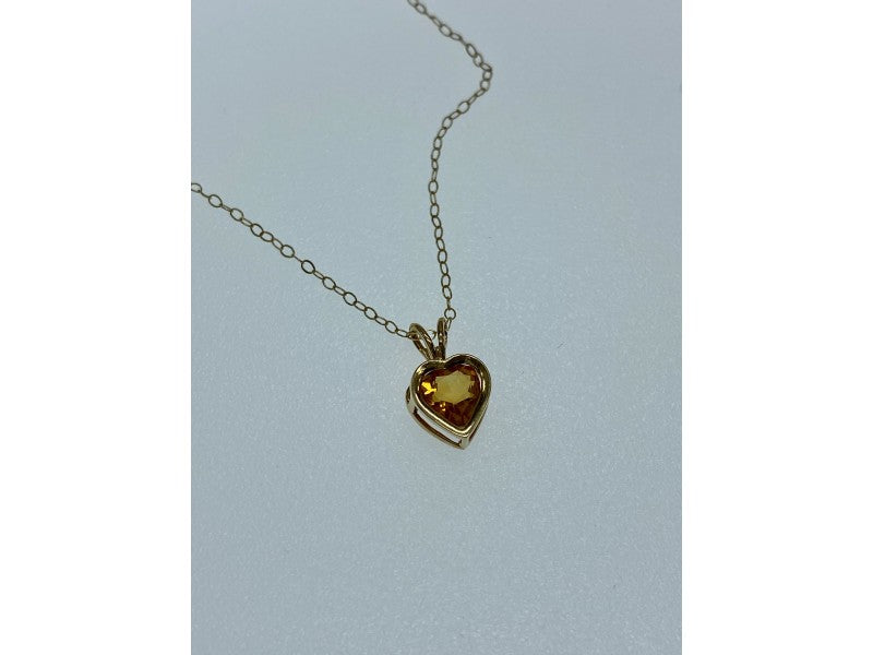 14K Yellow Gold Heliodor Heart Chain With Pendant