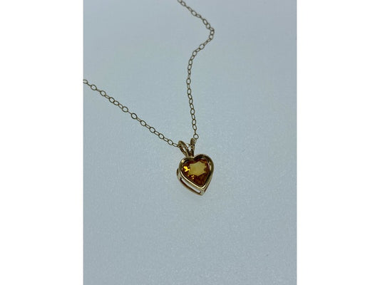 14K Yellow Gold Heliodor Heart Chain With Pendant