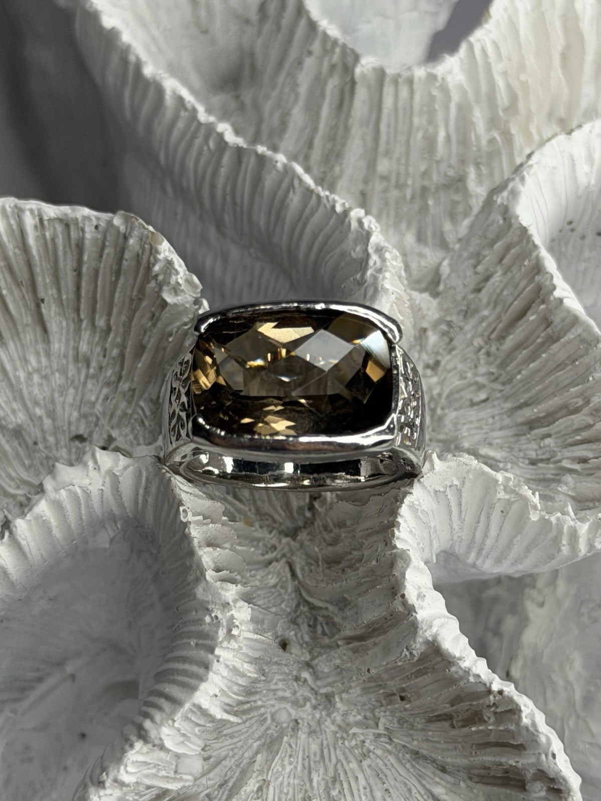 925 Sterling Silver Brown Tourmaline Ring Size 7