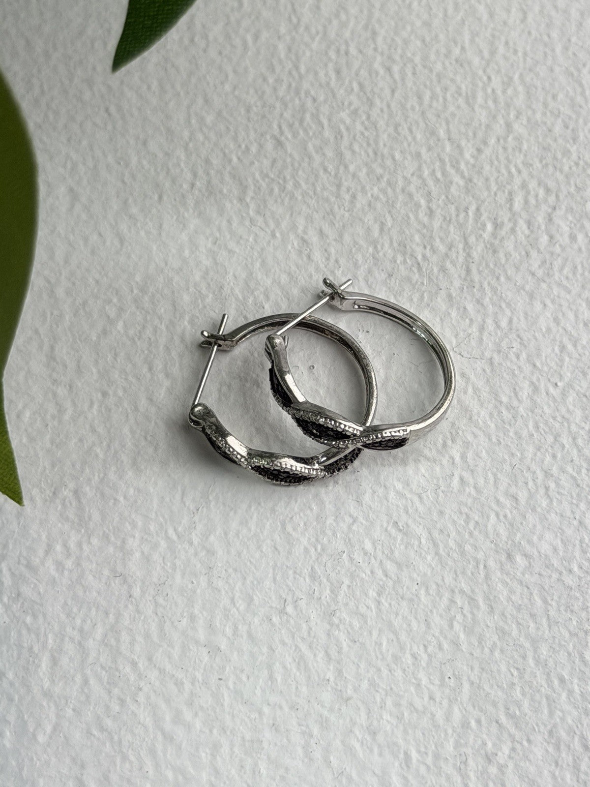 Yin-Yang 925 Sterling Silver Black Onyx Tiny Stones Earrings