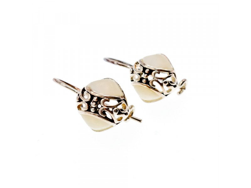 Vintage 925 Sterling Silver Mother Of Pearl Earrings