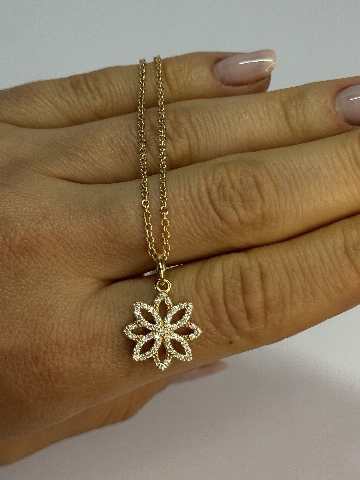 PANDORA 14K 585 YELLOW GOLD CZ NECKLACE LENGTH 23 INCH