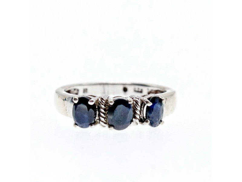 925 Sterling Silver Sapphires Ring Size 7