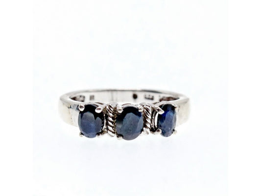 925 Sterling Silver Sapphires Ring Size 7