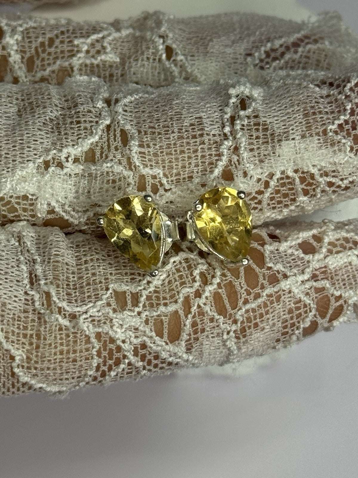 925 Sterling Silver Citrine Earrings Length 0.4 Inch