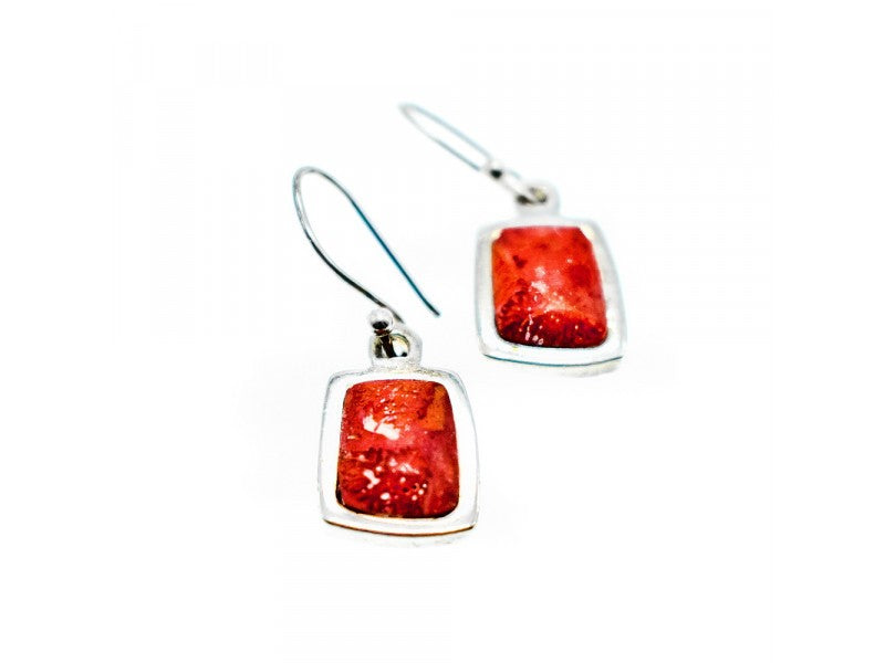 Vintage 925 Sterling Silver Red Jasper Earrings