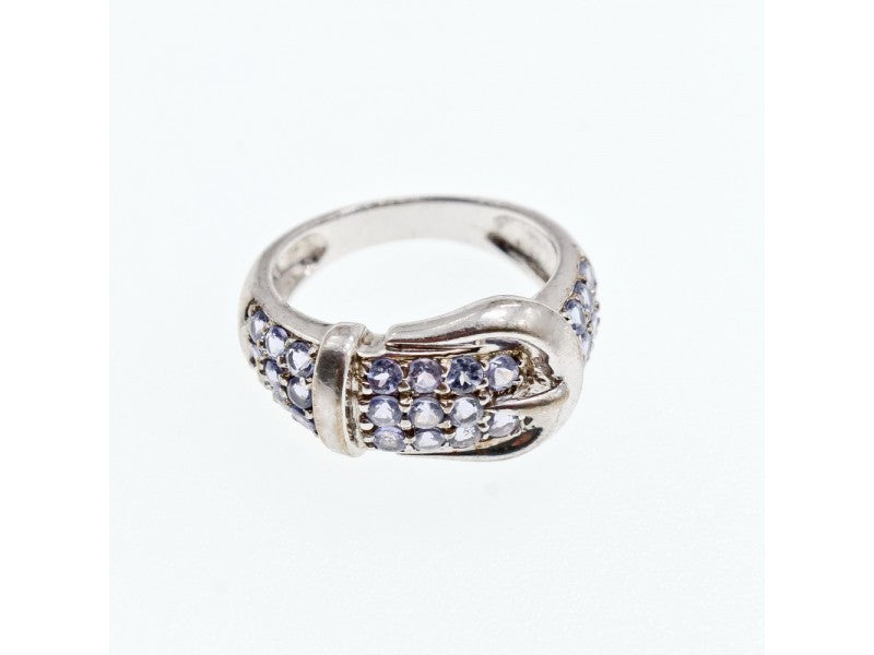 925 Sterling Silver CZ "Belt" Ring Size 6.5
