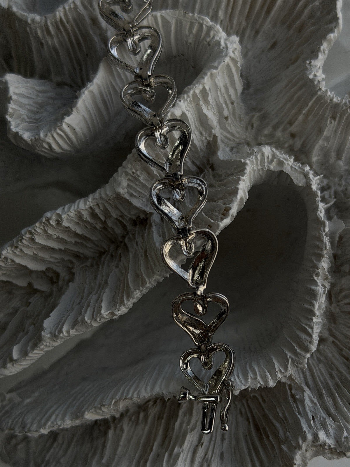 925 Sterling Silver Black & White Diamonds Heart Bracelet 7.5