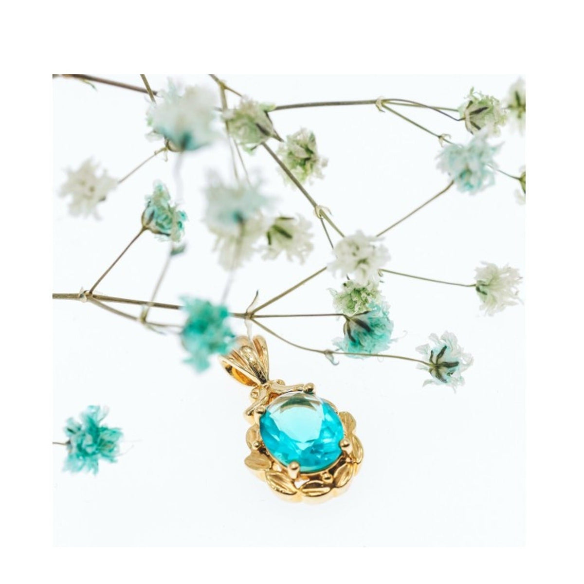925 Sterling Silver Gold Plated Aquamarine "Ocean" Pendant