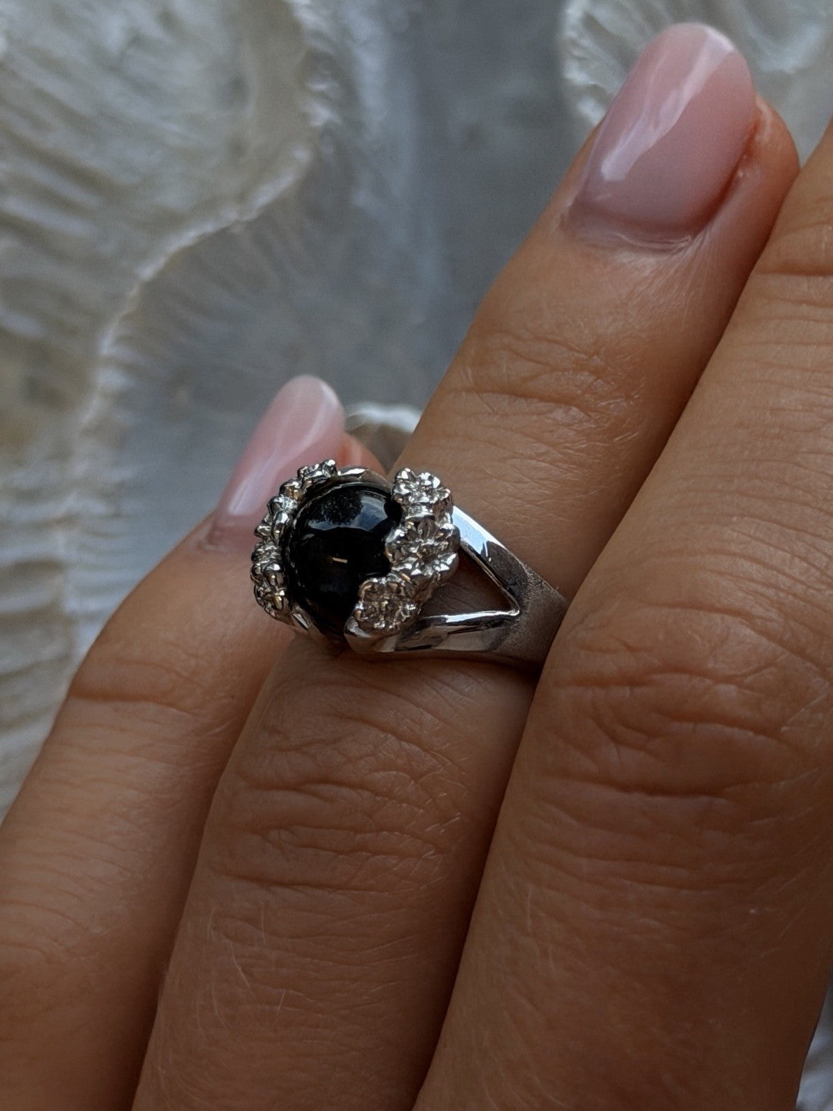 925 Sterling Silver Tigers Eye Lovely Flowers Design Ring Size 5.5
