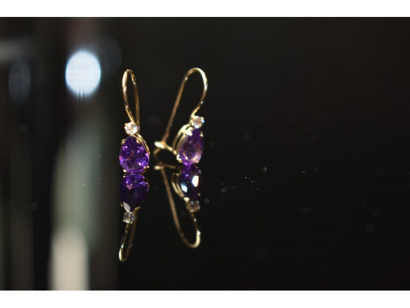 10K Yellow Gold Tourmaline & Diamond Earrings
