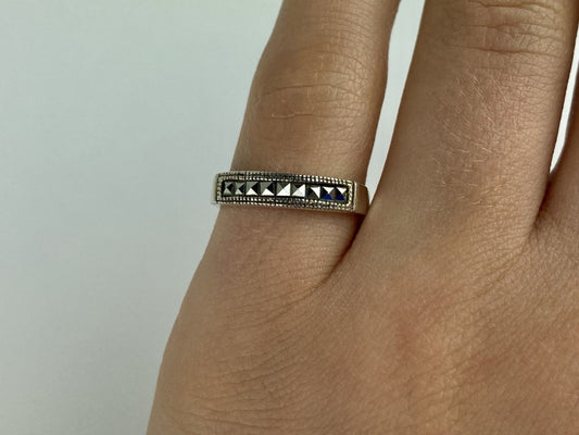 Vintage 925 Sterling Silver Marcasites Ring Size 5.5