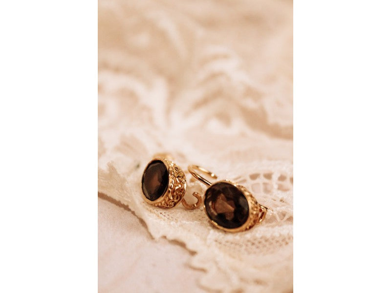 925 Sterling Silver Gold Plated Hessonite Earrings