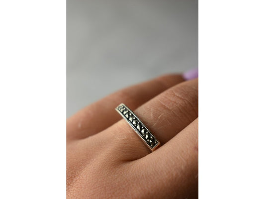 925 Sterling Silver Marcasites Ring Size 6.5