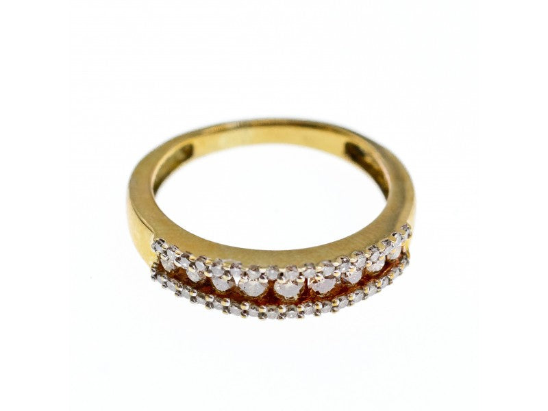 10K Yellow Gold White Sapphire & Diamonds Ring Size 8