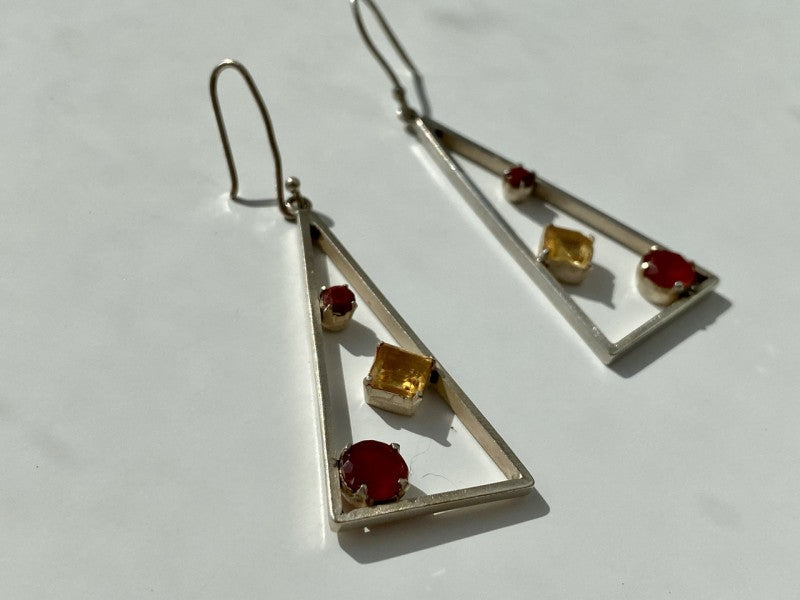 925 Sterling Silver Hessonite & Heliodor Earrings