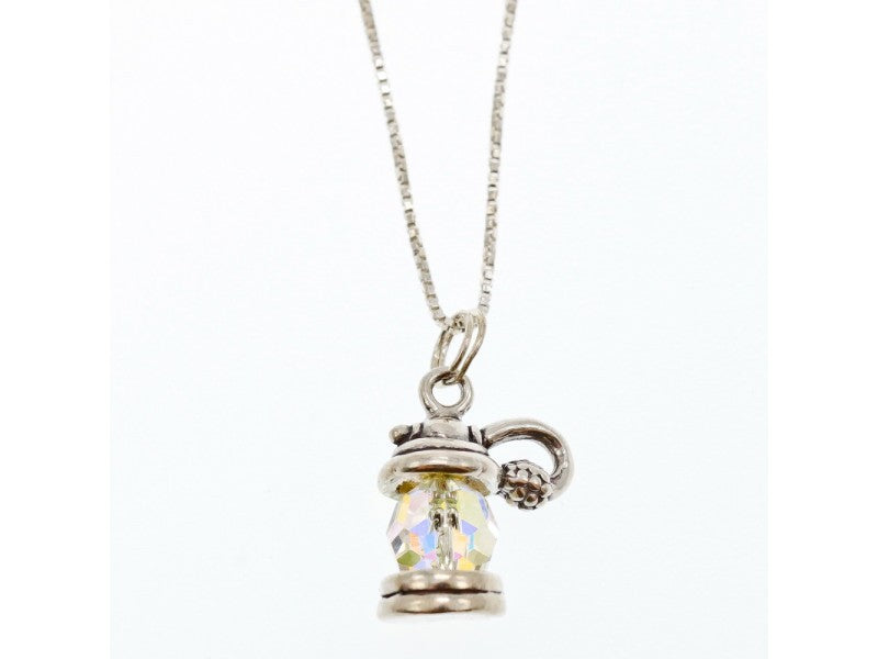 925 Sterling Silver Mystic Topaz "Lantern" Chain With Pendant Italy