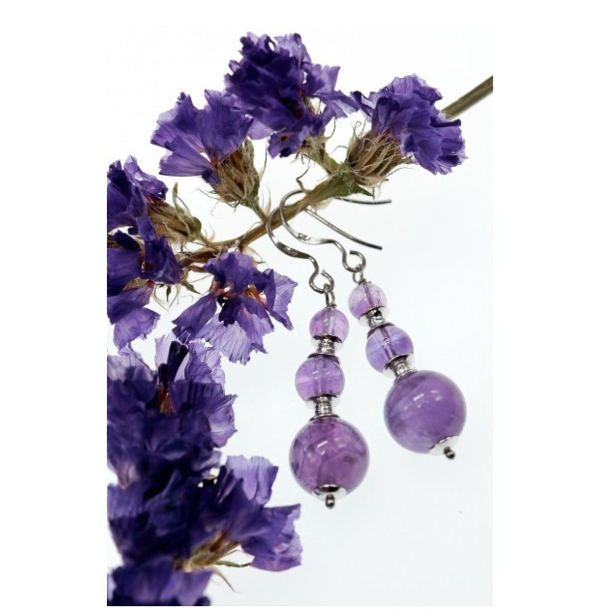 925 Sterling Silver Amethyst Earrings