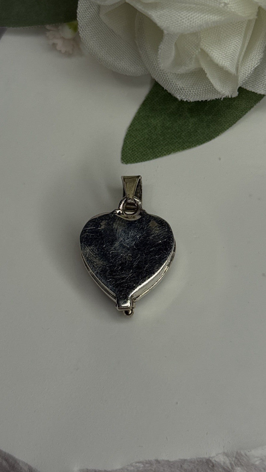 925 Sterling Silver Heart Locket Malachite Pendant