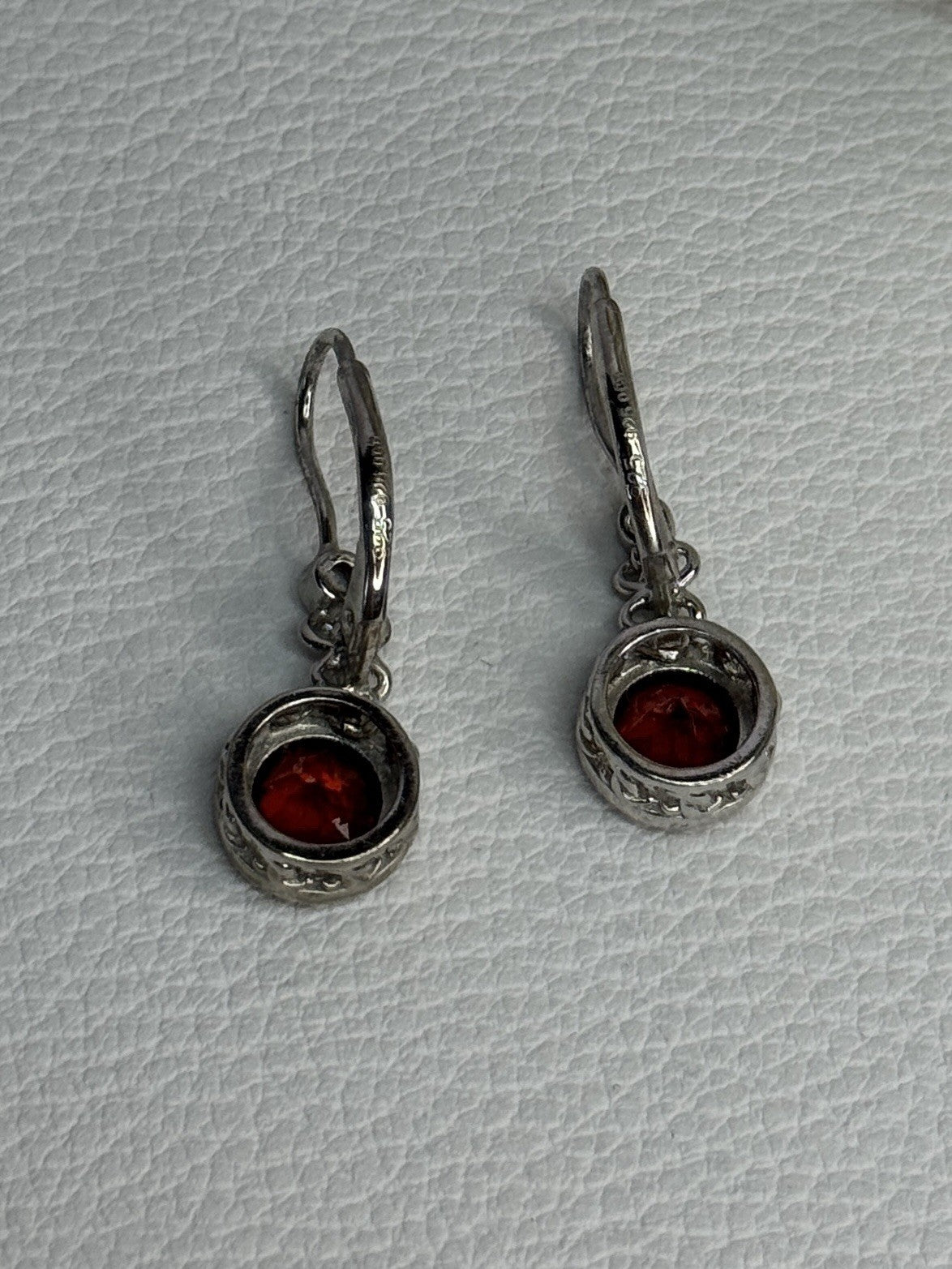 925 Sterling Silver Garnet Earrings Length 1.10 Inch