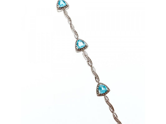 925 Sterling Silver Blue Topaz Bracelet Size 7 IN