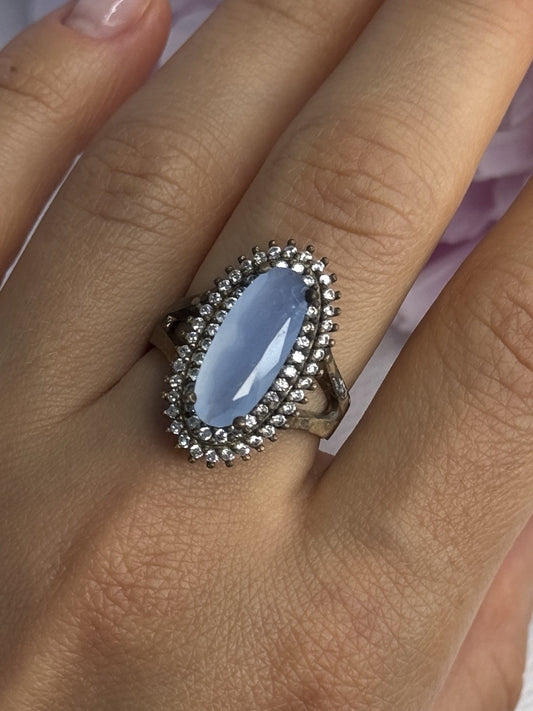 925 Sterling Silver Crystal & CZ Ring Size 9