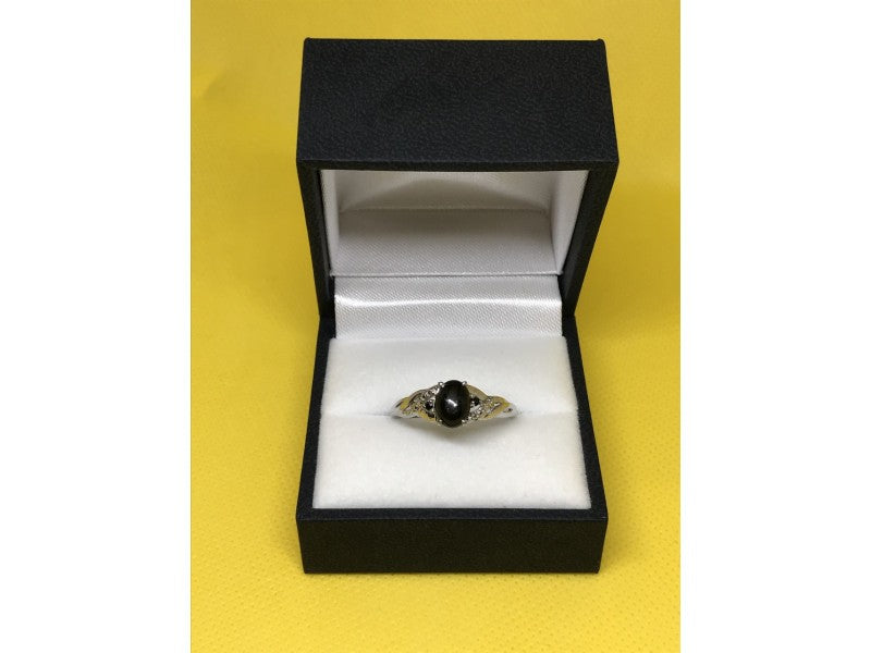 925 Sterling Silver Black Nephrite ( Jade ) Ring Size 9