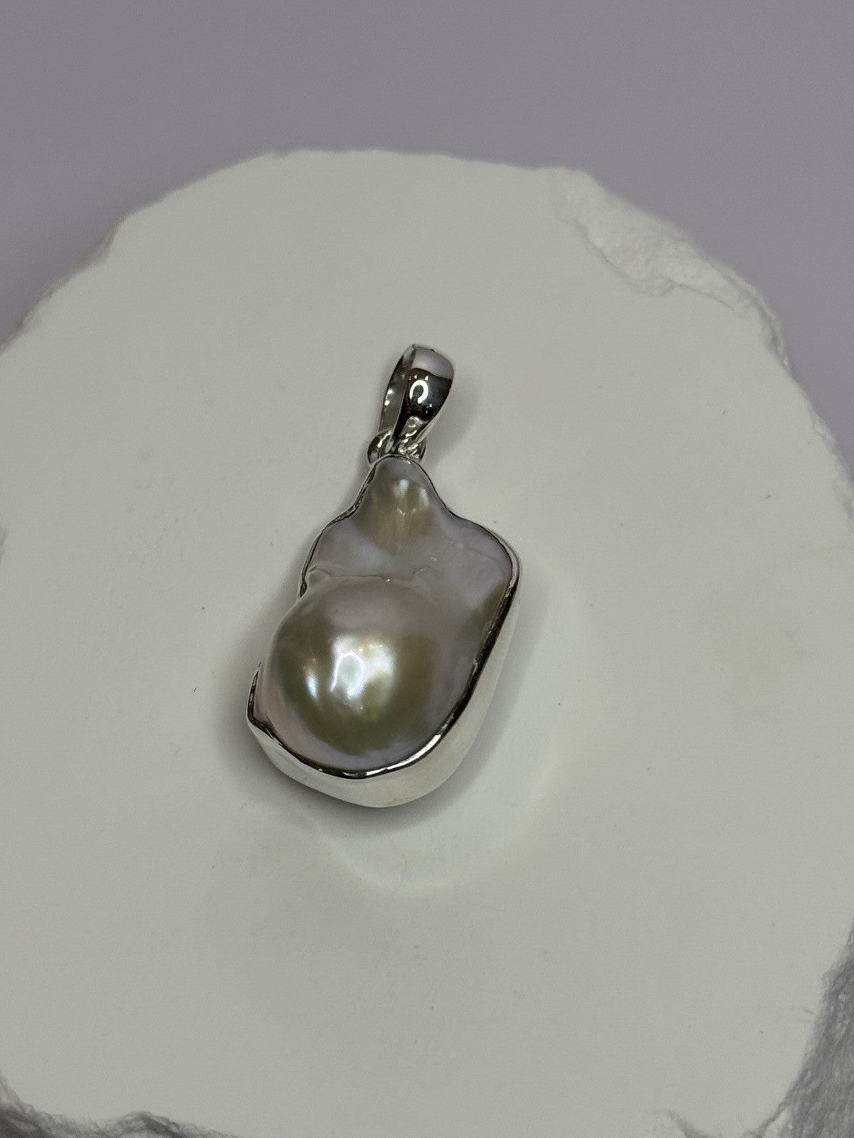 925 Sterling Silver Pearl Pendant Length 1.3 Inch