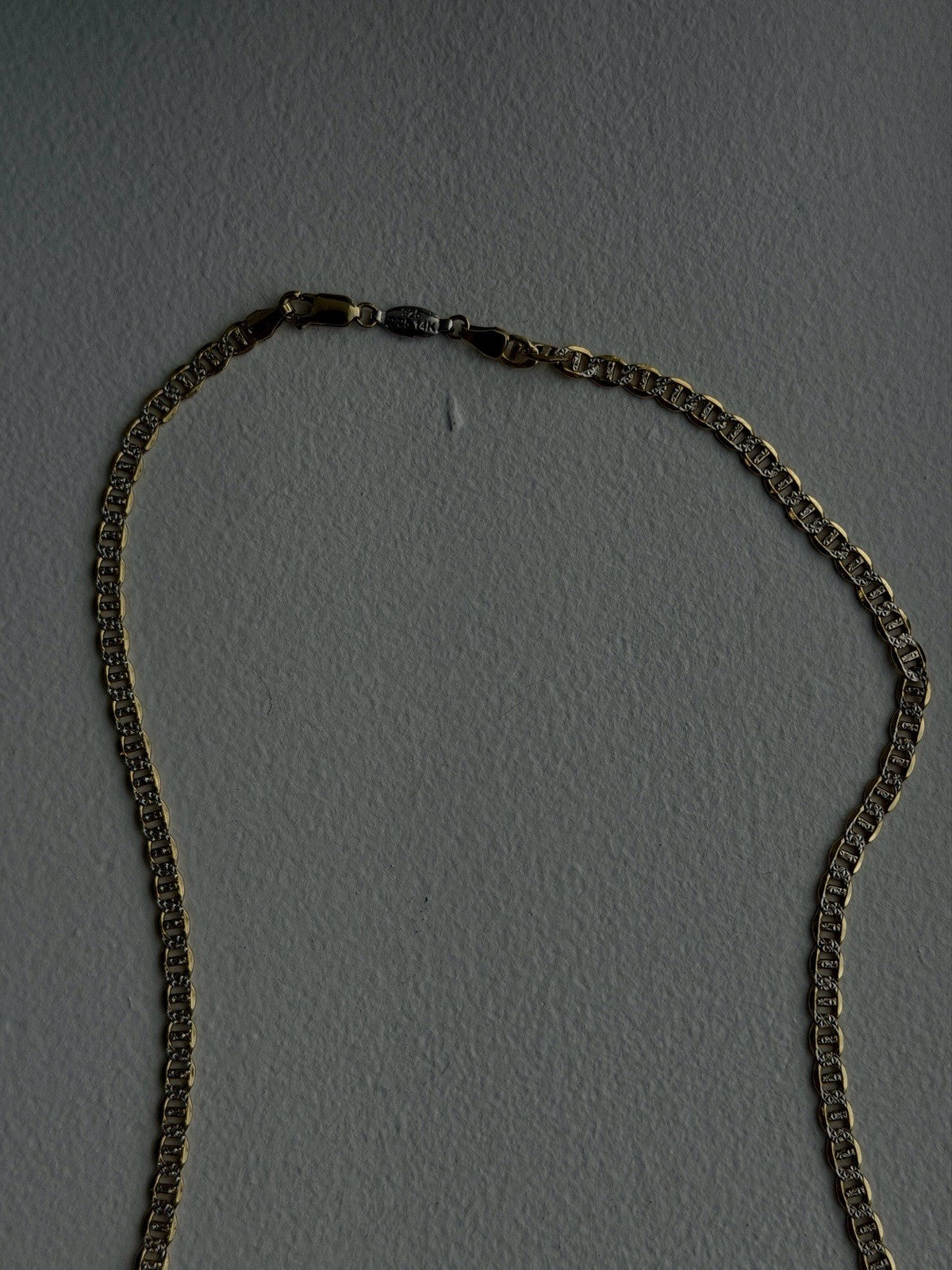 14K Yellow Gold & 925 Sterling Silver Italy Chain Necklace Length 20 in