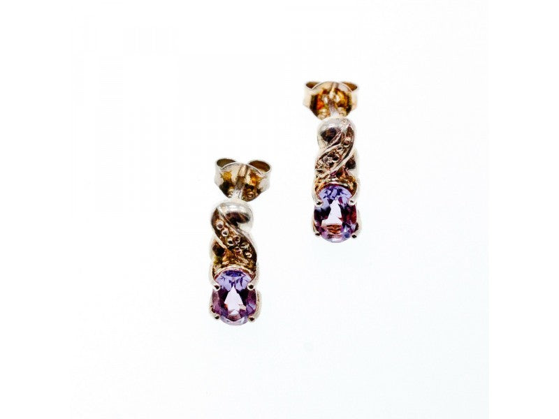 925 Sterling Silver Purple Iolite Stud Earrings