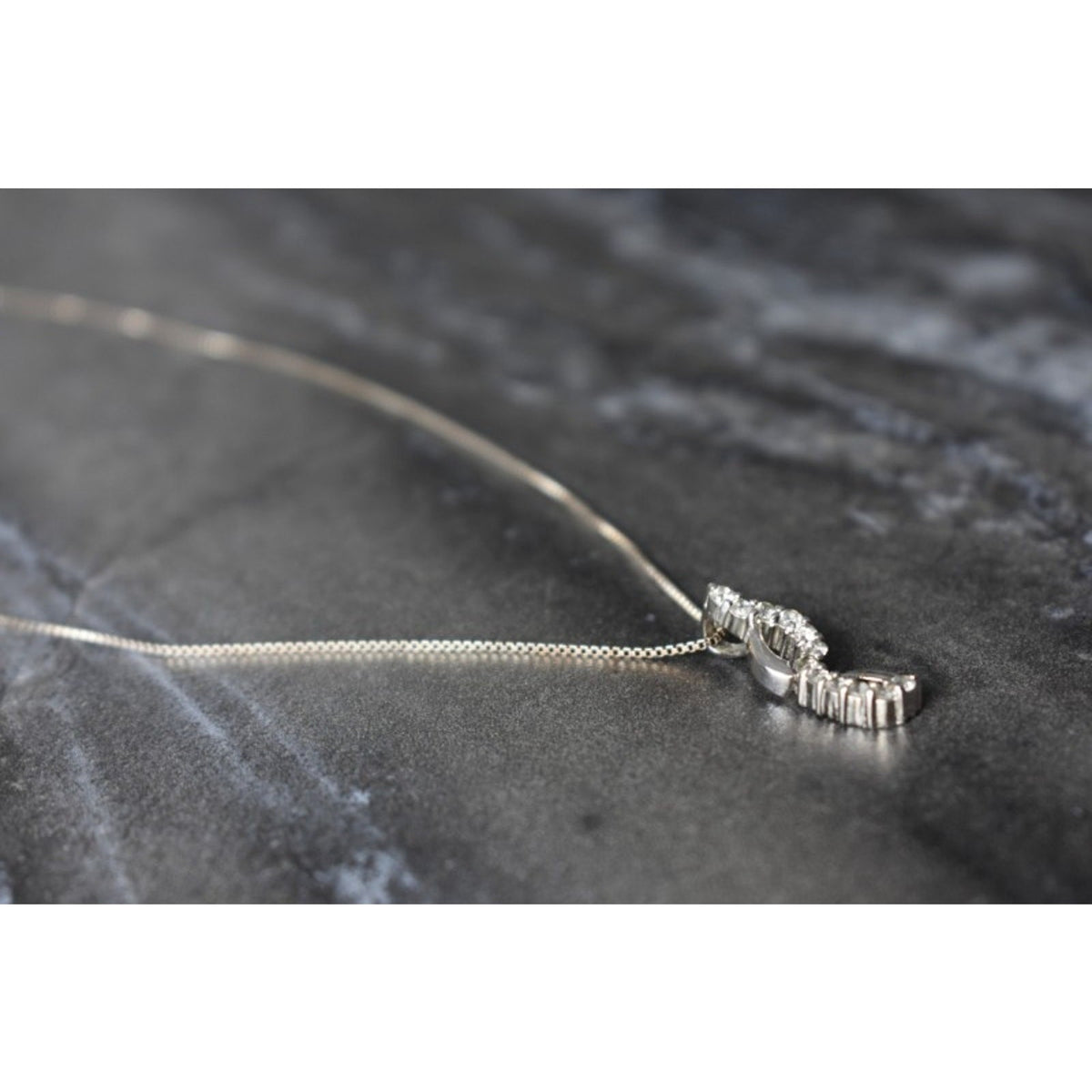 925 Sterling Silver CZ Chain With Pendant Italy