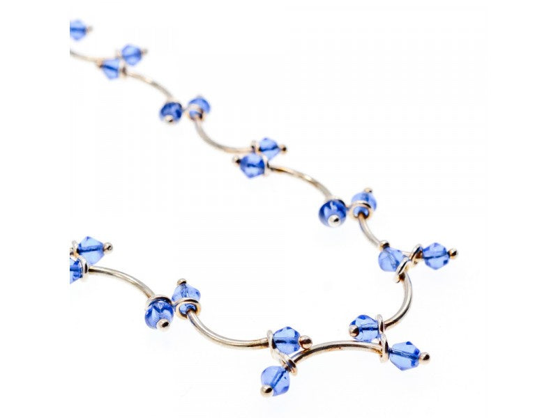 925 Sterling Silver Blue Jewelry glass in Italian style Necklace