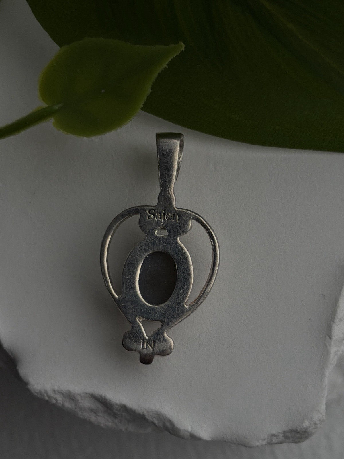 Sajen 925 Sterling Silver Blue Marcasite Artisan Pendant