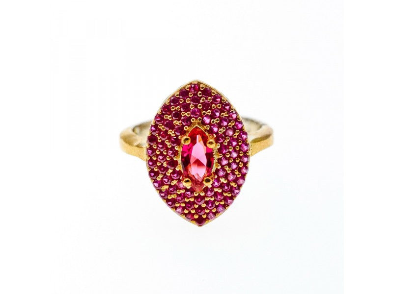 925 Sterling Silver with Gilding Rubellite Set