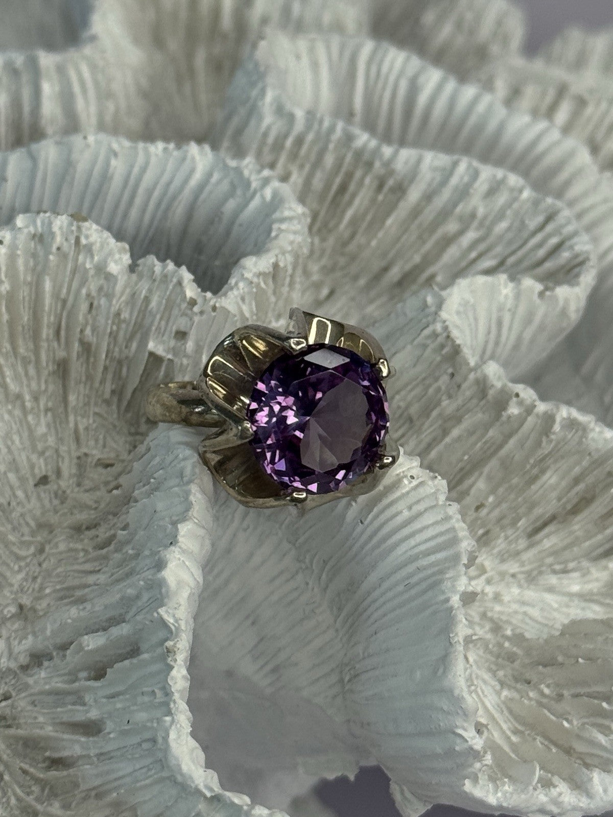 925 Sterling Silver Amethyst Ring Size 6.5