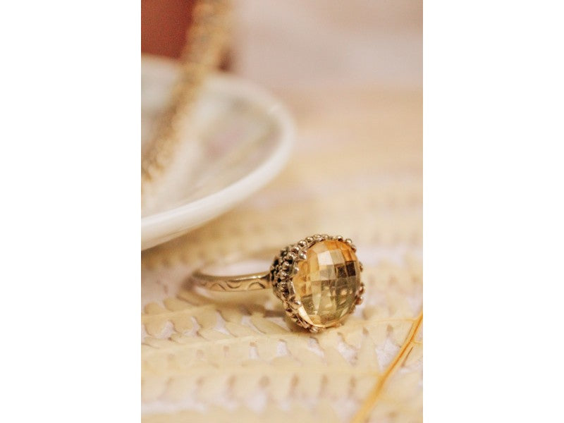 Vintage 925 Sterling Silver Yellow Tourmaline Ring Size 7