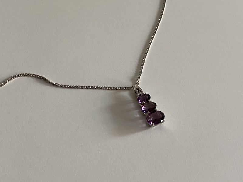 Chain With Pendant Purple CZ