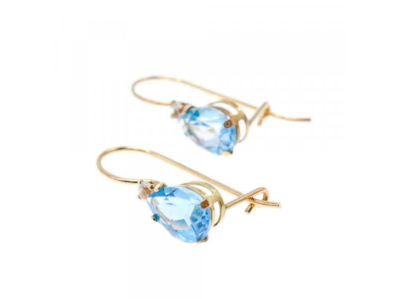 10K Yellow Gold Topaz & Diamonds Earrings