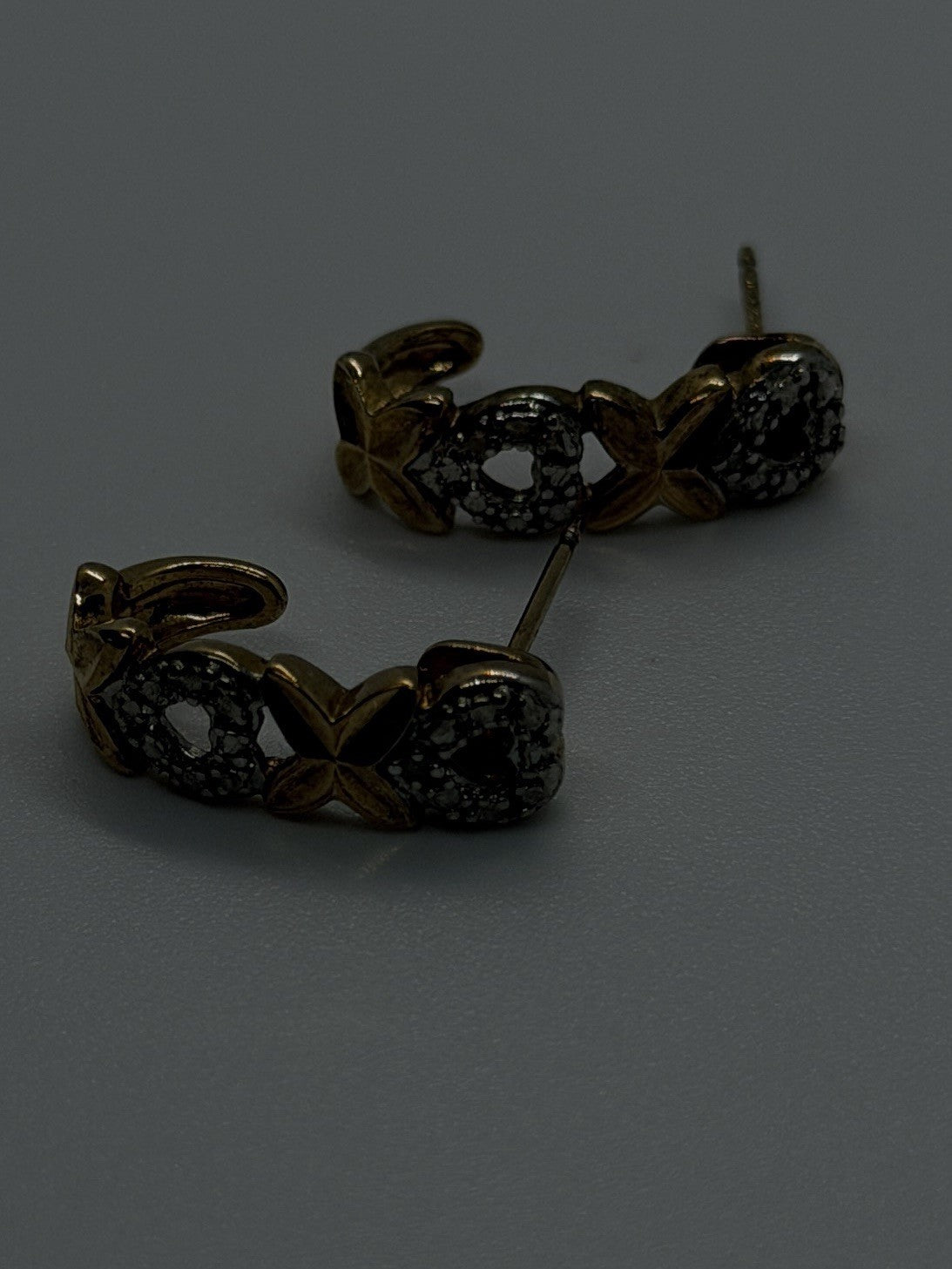 Two-Tone Heart Hoop Yellow Gold Plated 925 Sterling Silver Earrings