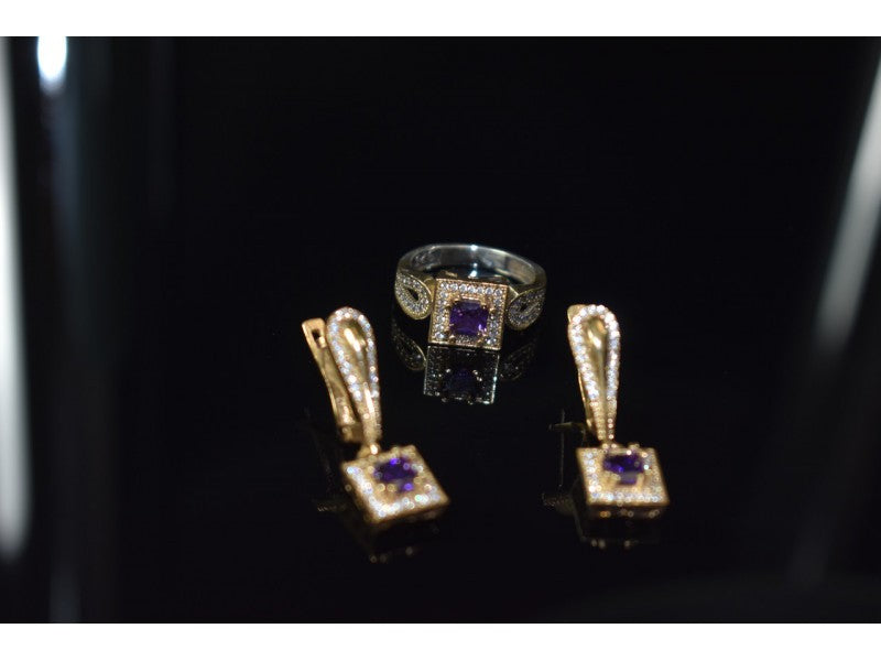 925 Sterling Silver Tanzanite & CZ Jewelry Set Turkey