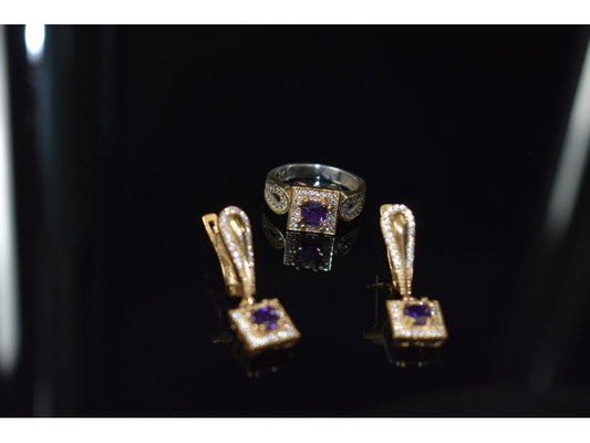 925 Sterling Silver Tanzanite & CZ Jewelry Set Turkey