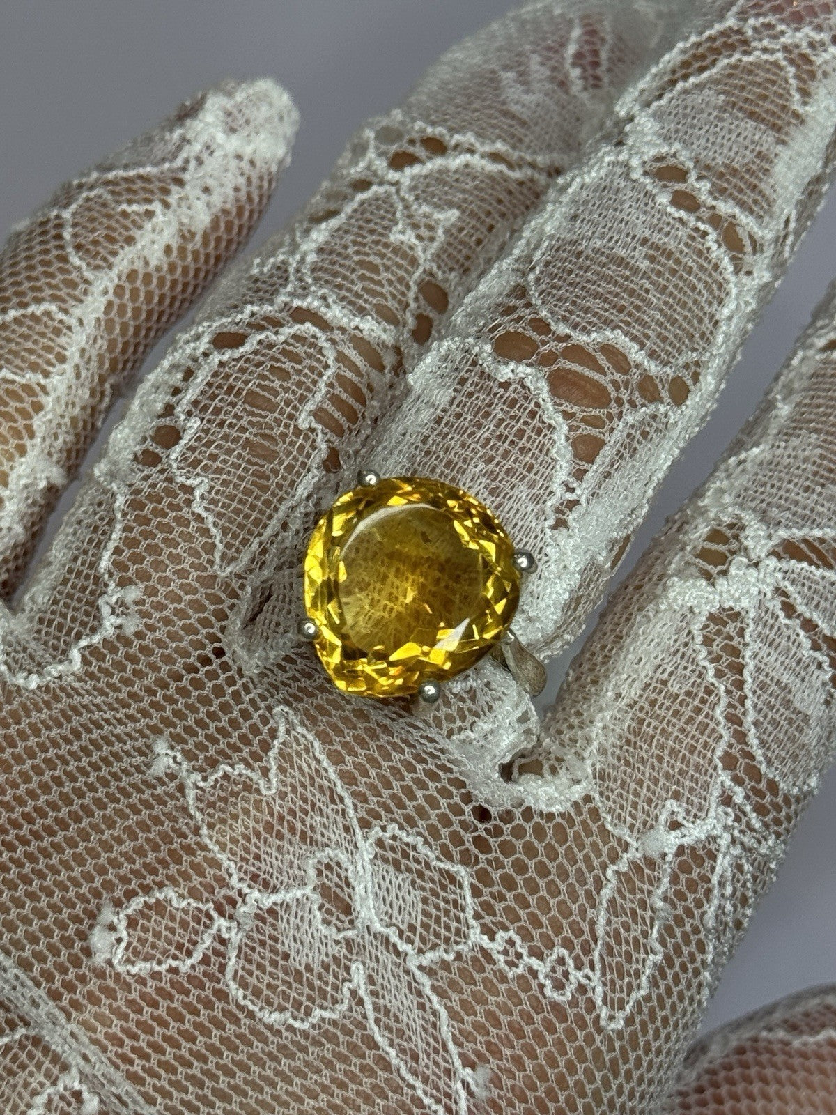 925 Sterling Silver Citrine Ring Size 7