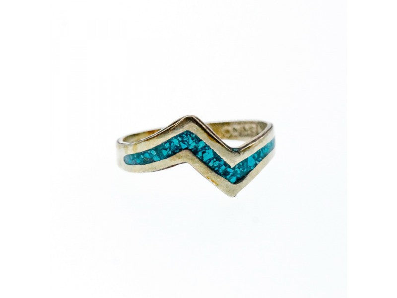 Vintage 925 Sterling Silver Malachite Mosaic Ring Size 6