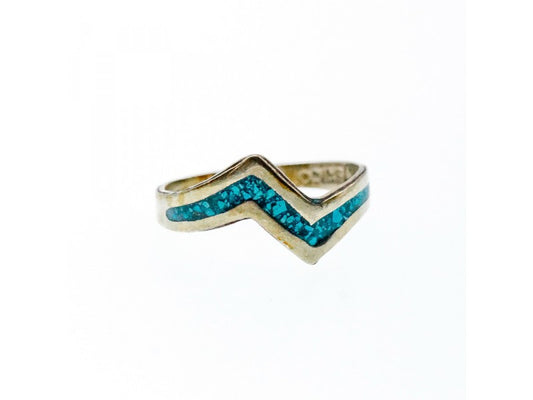 Vintage 925 Sterling Silver Malachite Mosaic Ring Size 6